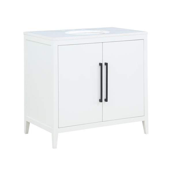 Wade Logan® Alsup 36'' Freestanding Single Bathroom Vanity with Quartz Vanity Top & Reviews